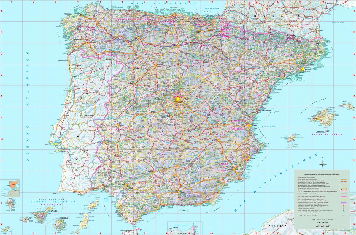labelled map of Spain