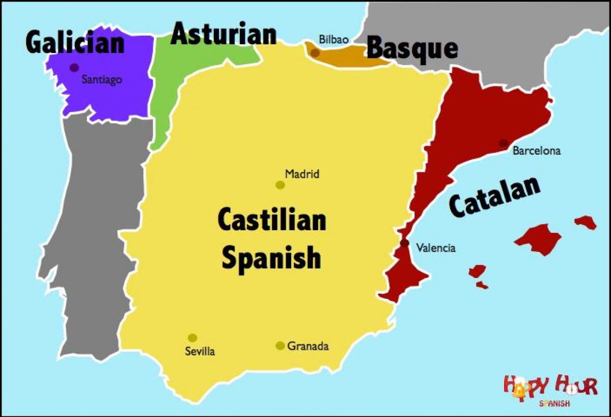 map of Spain language