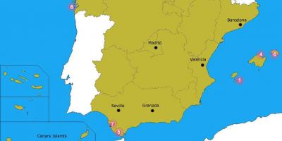 Map of best beaches in Spain