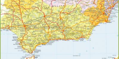 Detailed map of southern Spain
