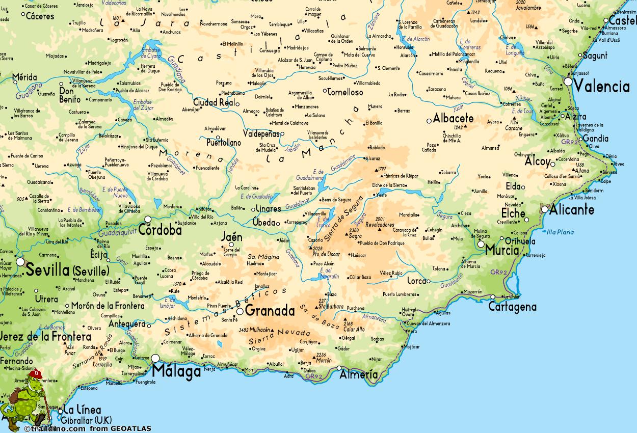 Map of south east Spain - Map of southeast coast of Spain (Southern