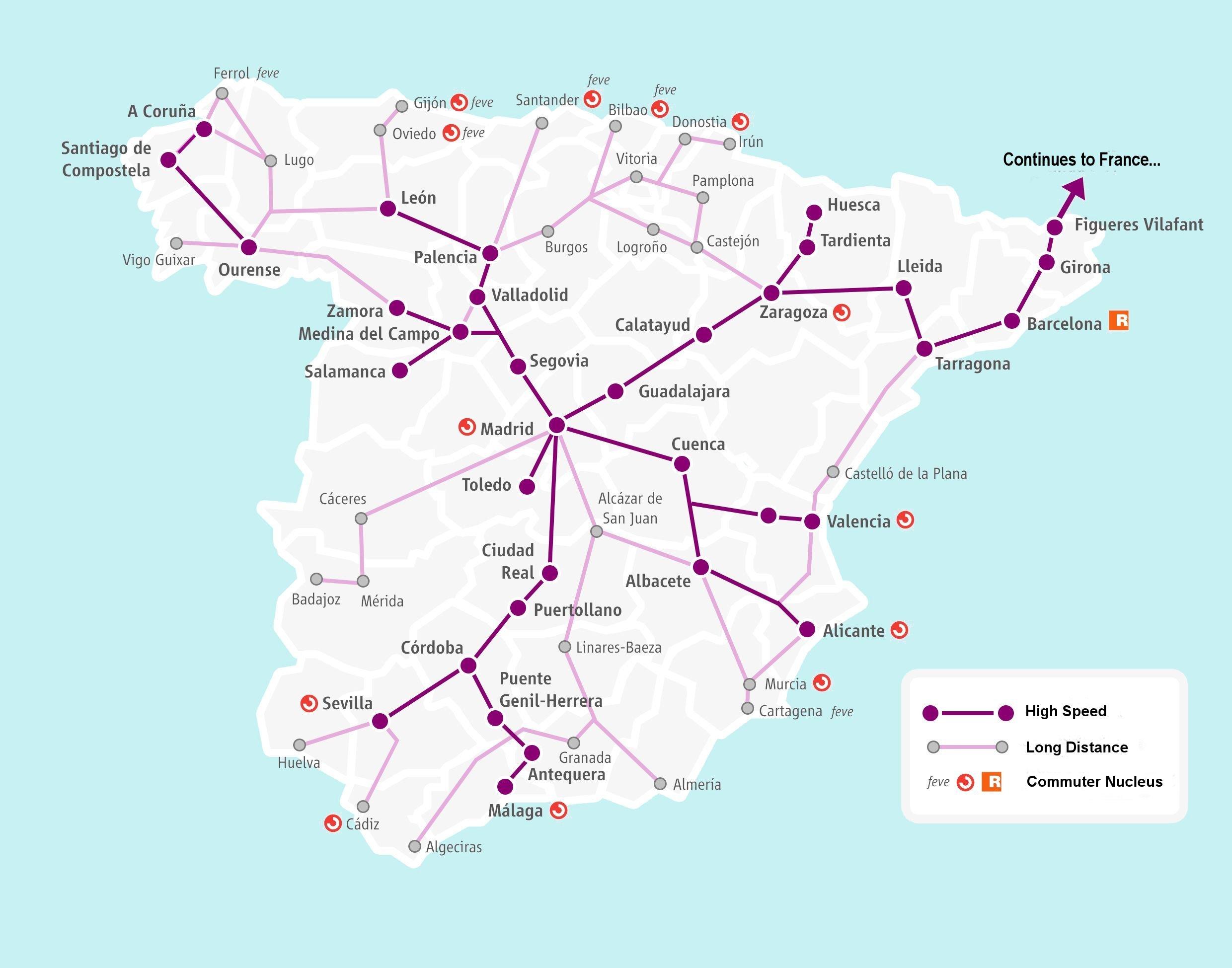 spain train travel map