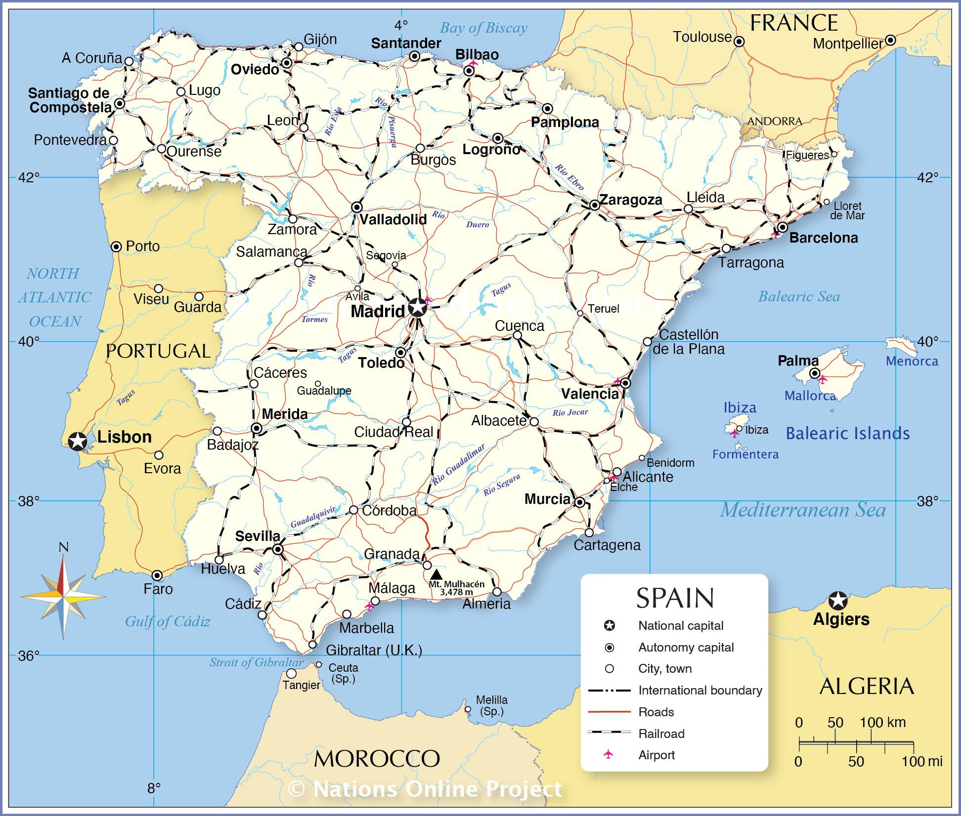 Detailed Map Of Spain