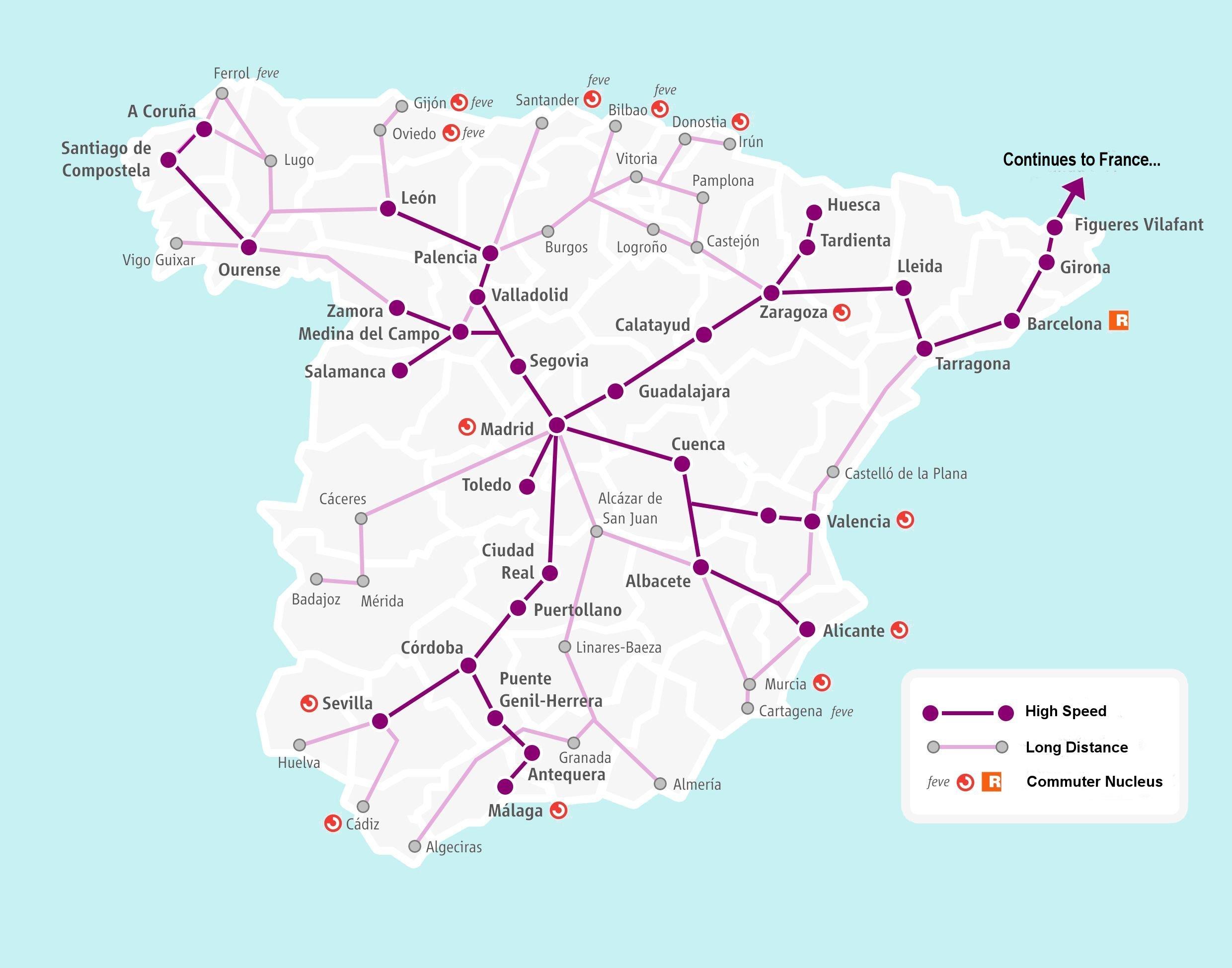 Spain train map renfe - Spain rail map renfe (Southern Europe - Europe)