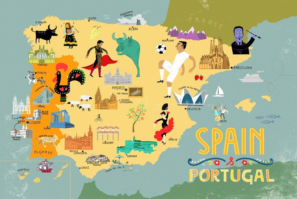 Spain Travel Map Spain Tourist Map Cities Southern Europe Europe