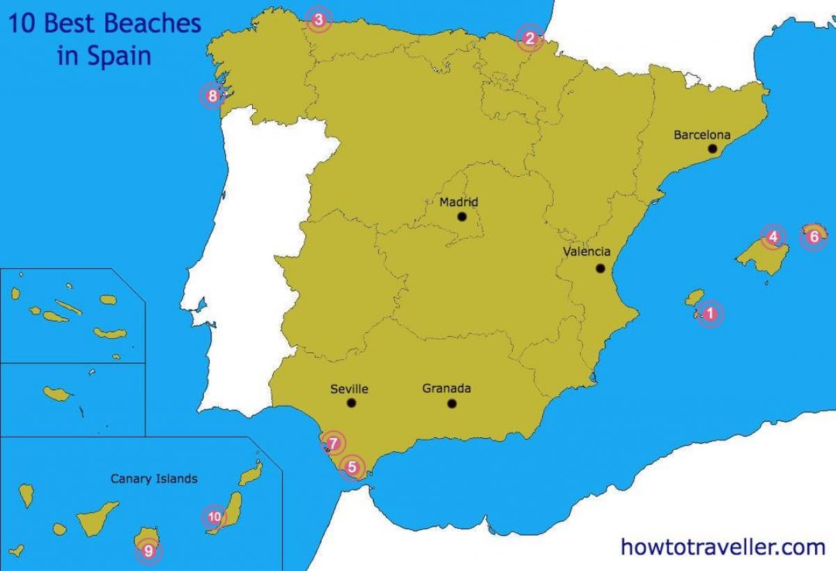map of best beaches in Spain