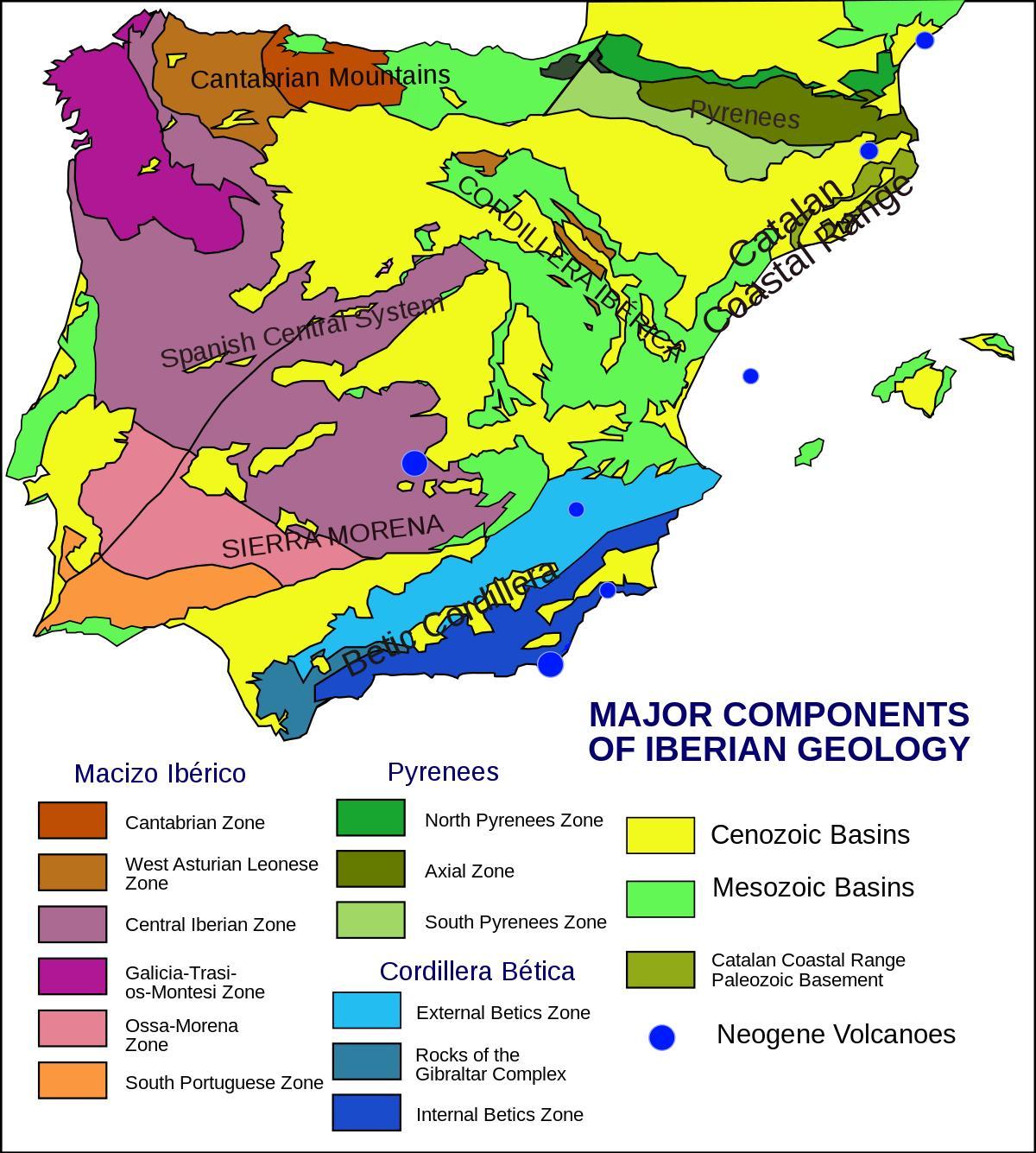 map of Spain geological
