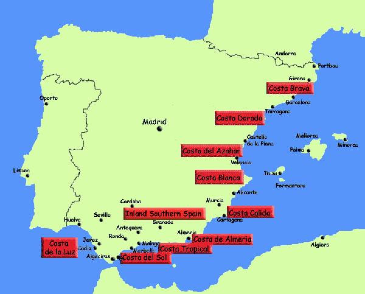 map of southern Spain holiday resorts