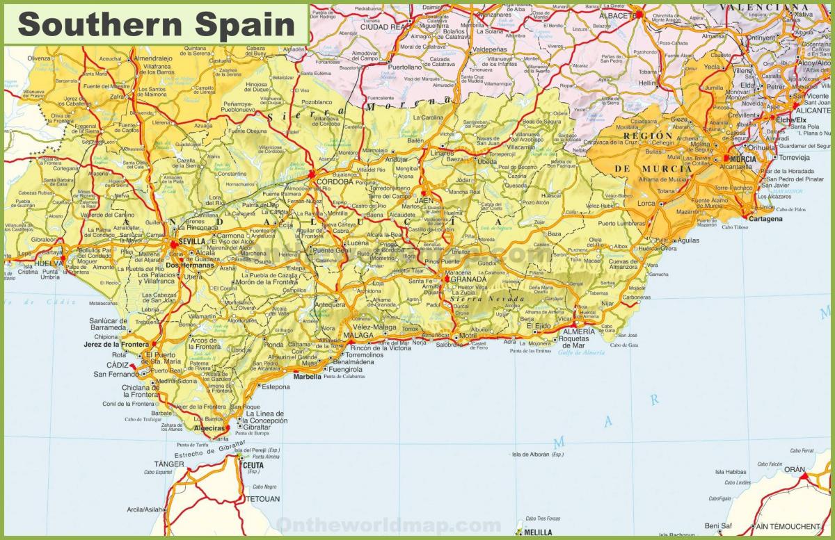 detailed map of southern Spain