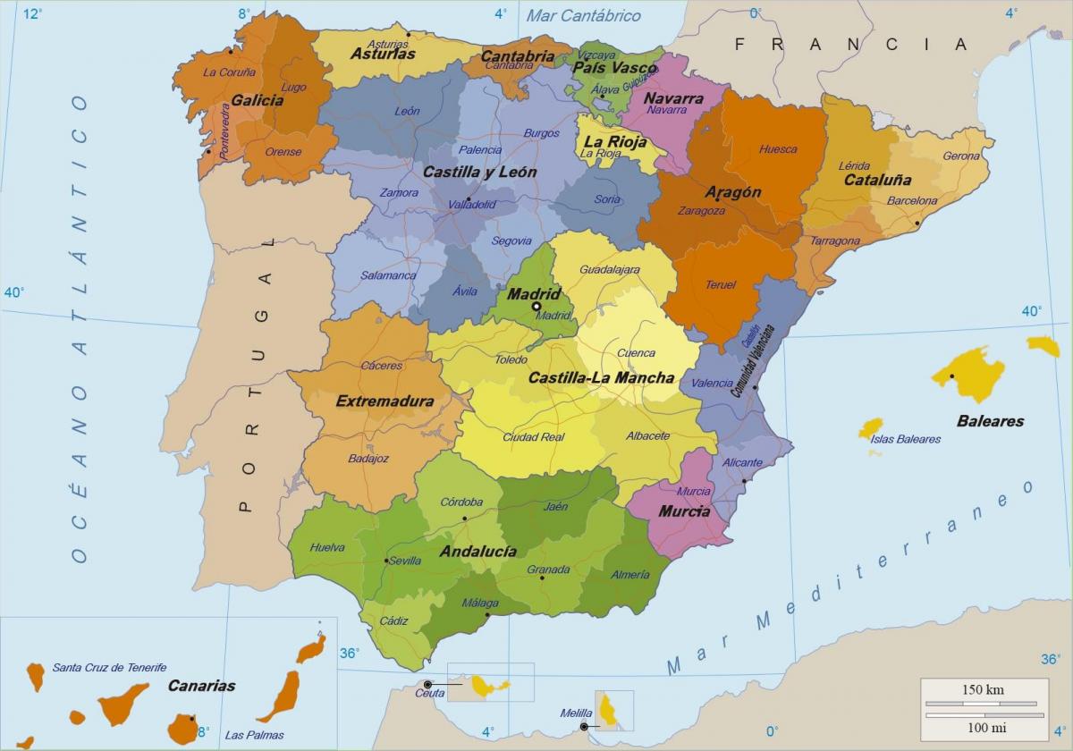 map of Spain and its islands