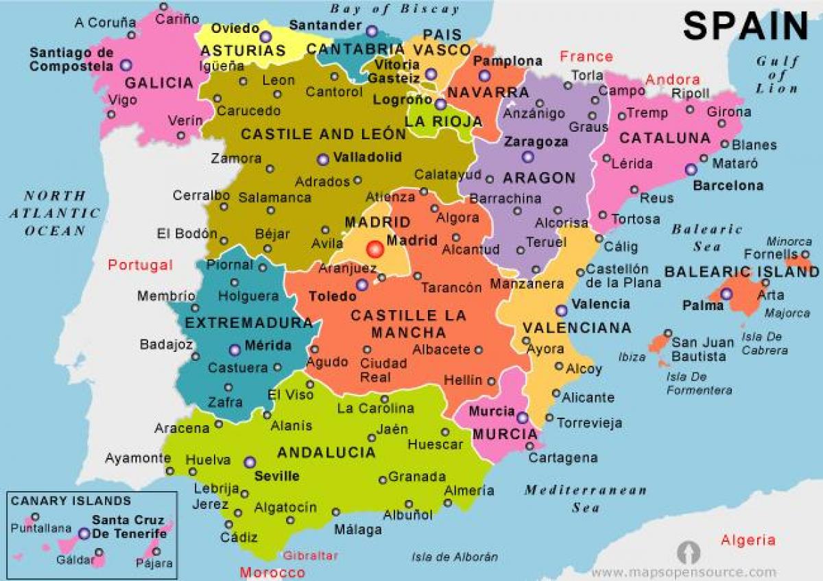 Map Of Spain Holiday Resorts Map Of Mainland Spain Holiday Resorts   Map Of Spain Holiday Resorts 