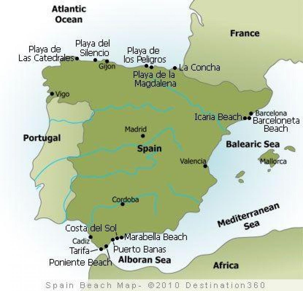 map of Spain beaches