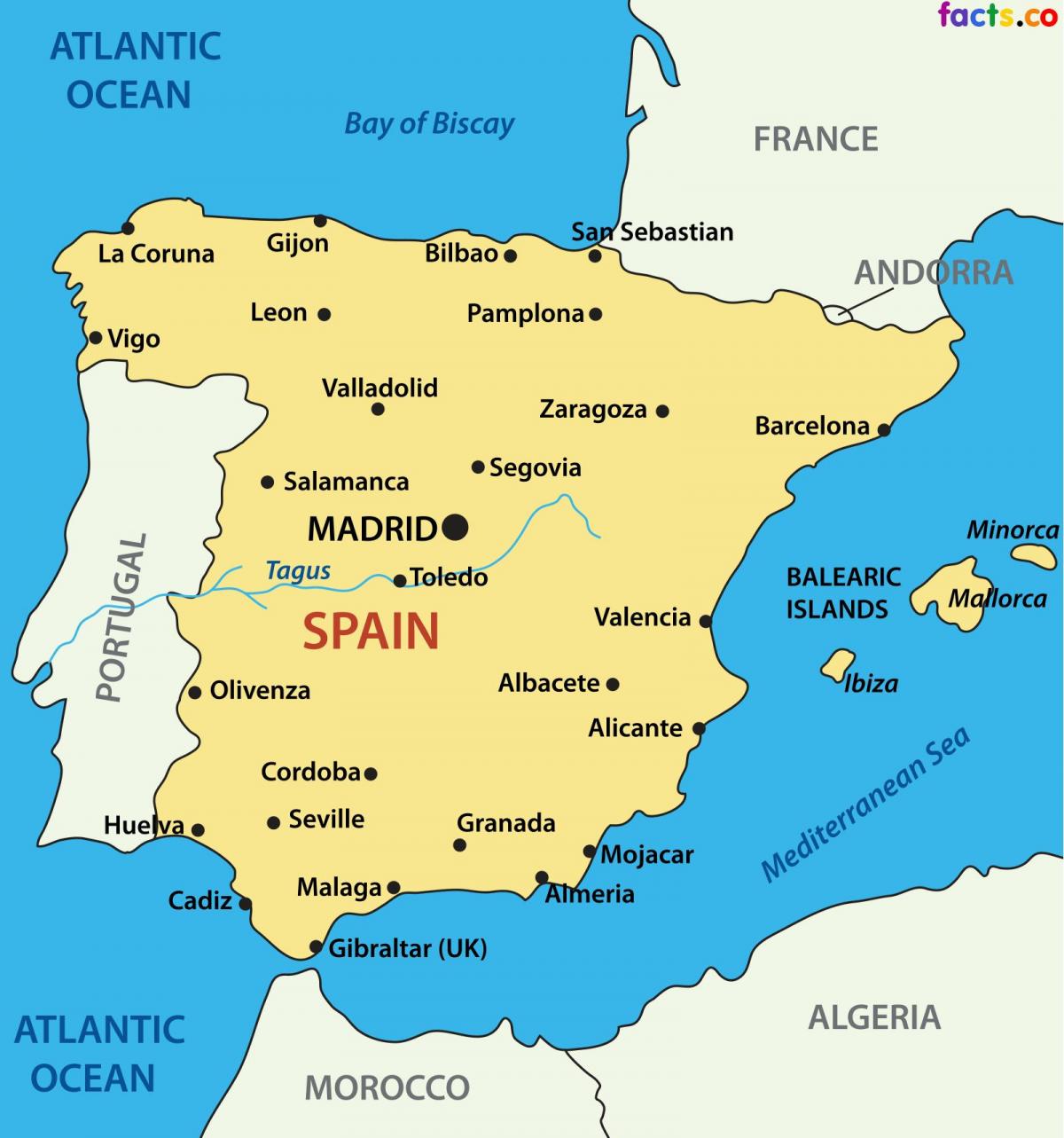 map of Spain showing cities