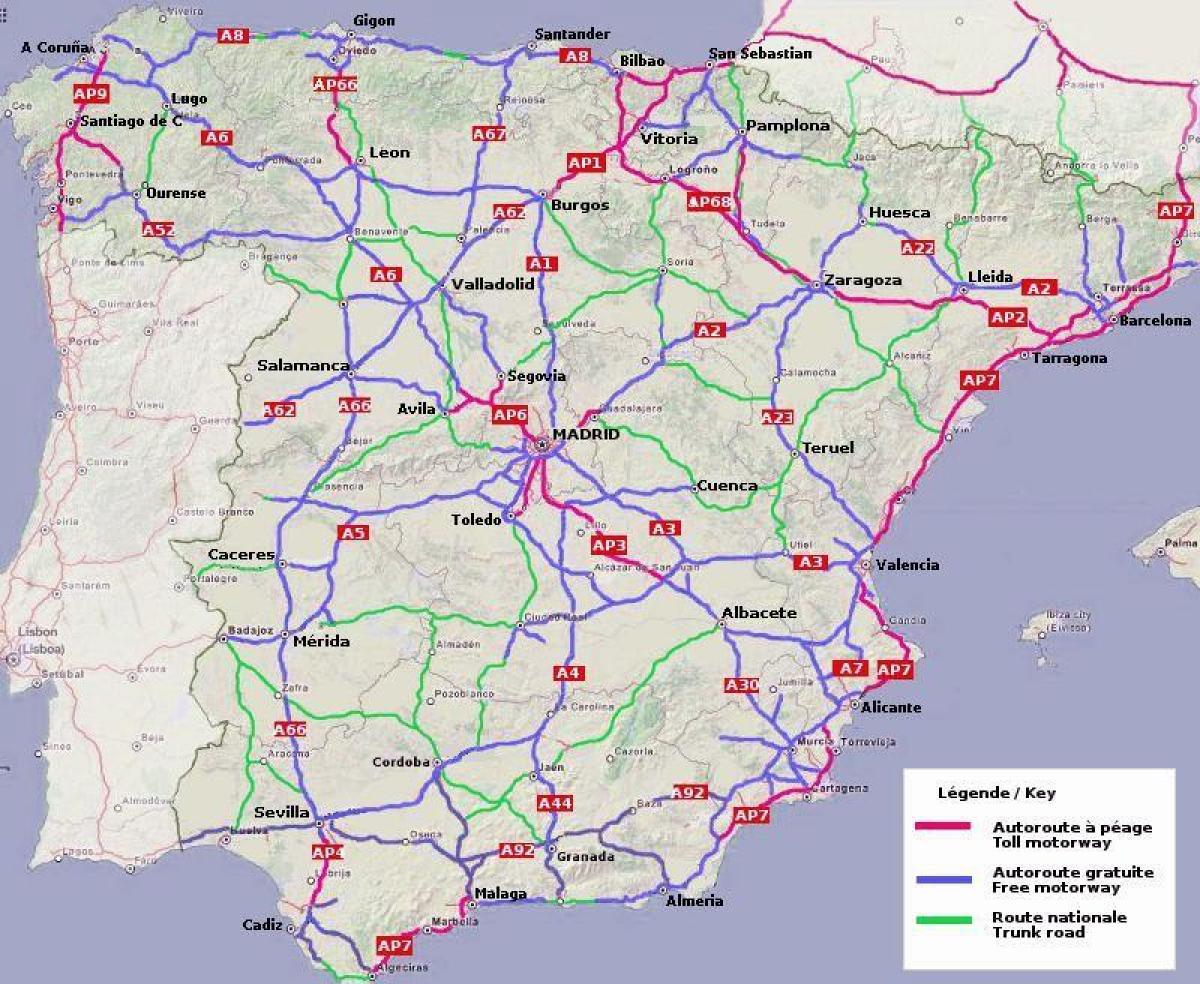 map of Spain highway