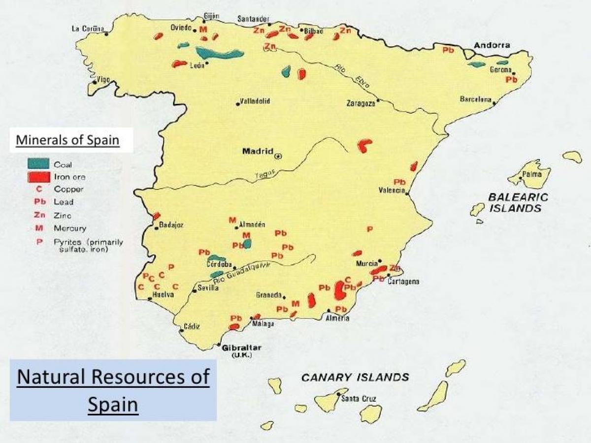 map of Spain natural ressources