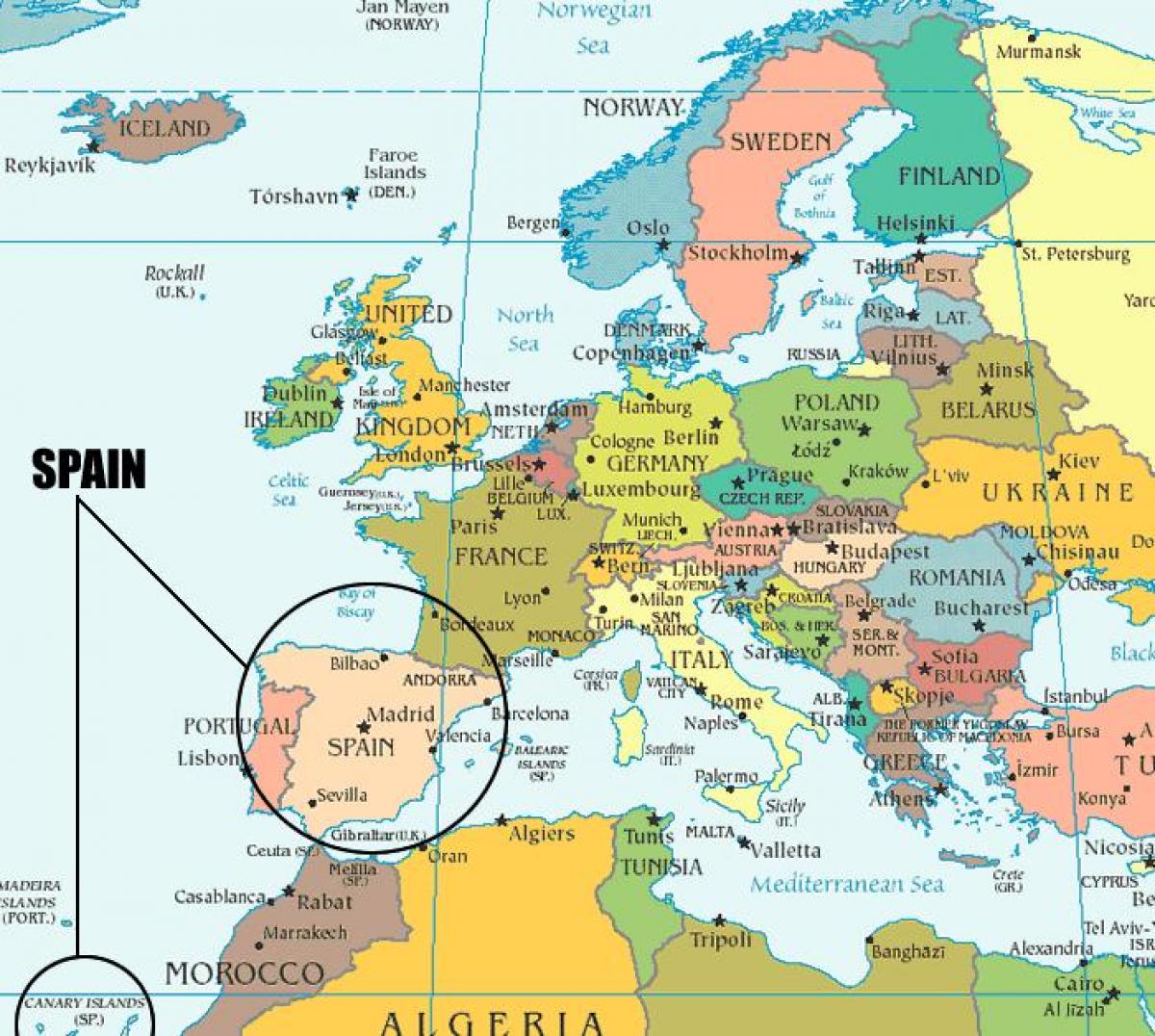 map with Spain