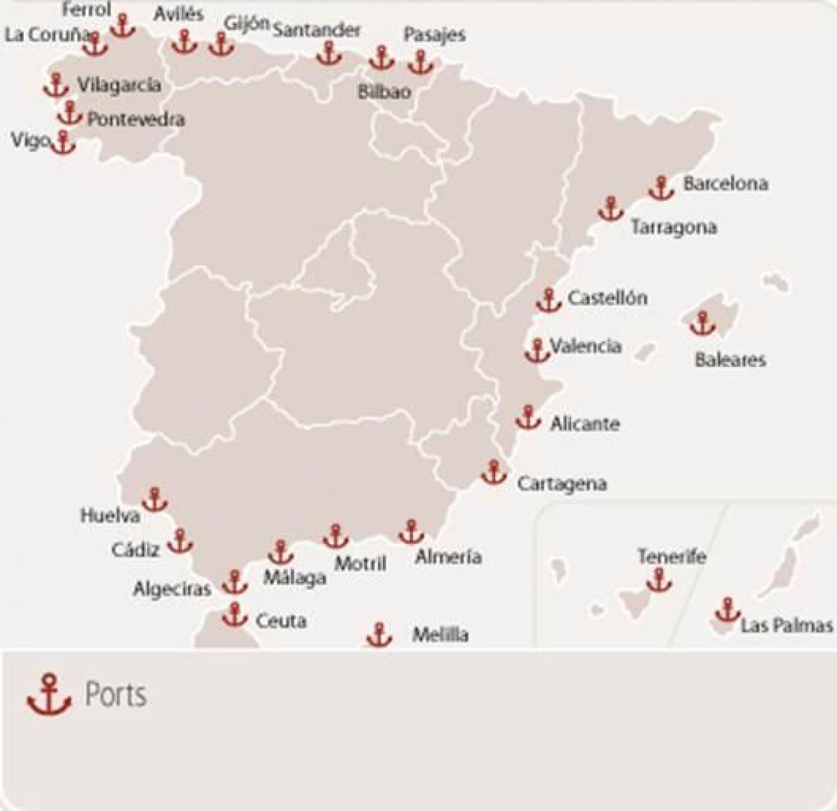 ferry ports in Spain map