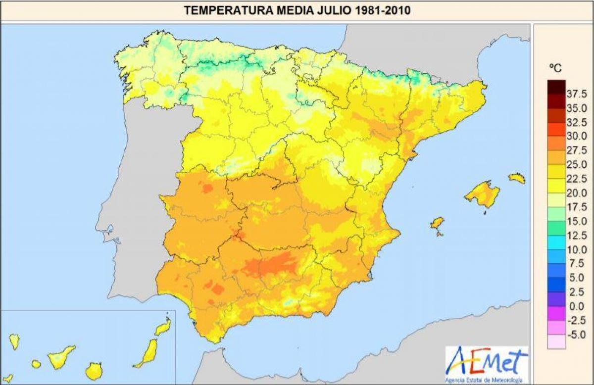 map of Spain temperature