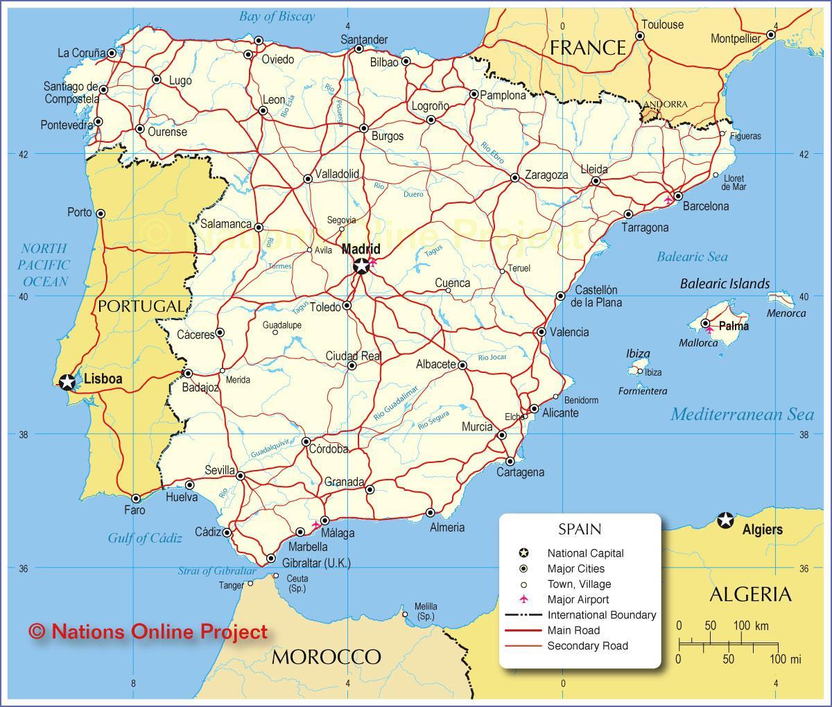 map of Spain transports