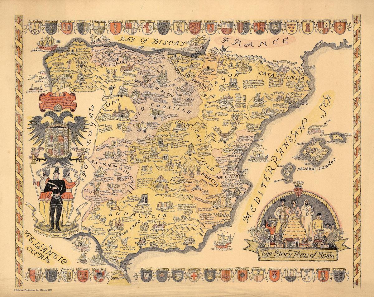 vintage map Spain