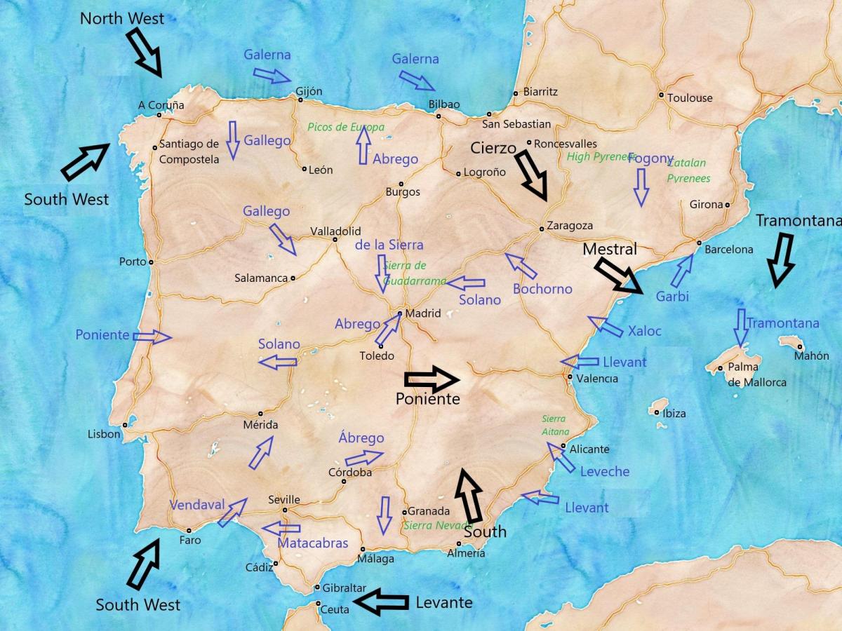 map of Spain wind