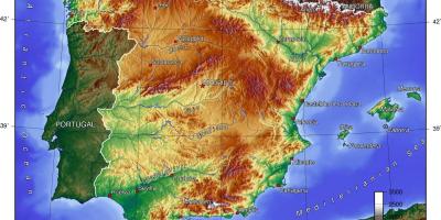 Map of Spain elevation