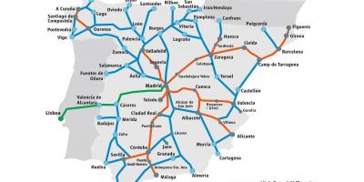Spain high speed train map
