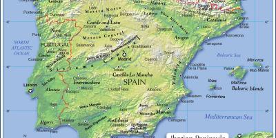Map of Spain topographic